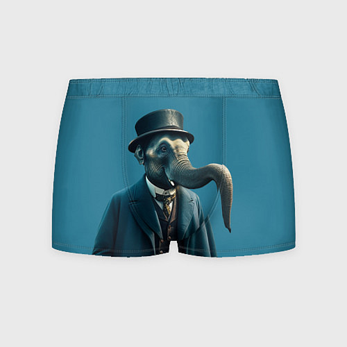 Мужские трусы Слон джентельмен в смокинге и шляпе / 3D-принт – фото 1