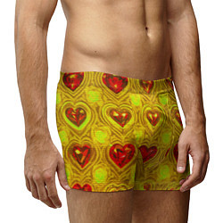Трусы-боксеры мужские Узор рубиновые сердца, цвет: 3D-принт — фото 2