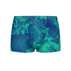 Трусы-боксеры мужские Листья сине-зелёный, цвет: 3D-принт