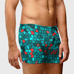 Трусы-боксеры мужские Мозаика бирюзовый, цвет: 3D-принт — фото 2