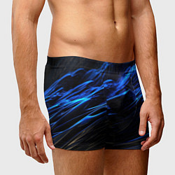Трусы-боксеры мужские Черные синие волны абстракция, цвет: 3D-принт — фото 2
