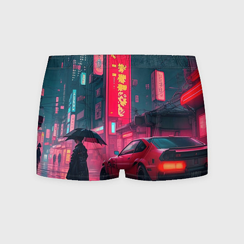 Мужские трусы Дождь на улицах Японии / 3D-принт – фото 1