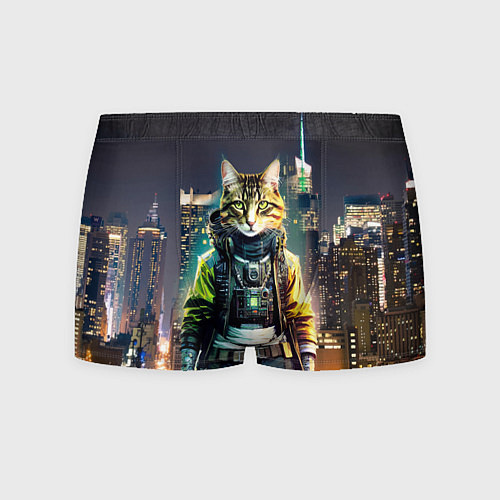 Мужские трусы Cool cat in New York city at night / 3D-принт – фото 1