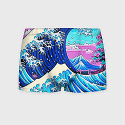 Трусы-боксеры мужские Большая волна в Канагаве сакура, цвет: 3D-принт