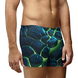 Трусы-боксеры мужские Разлом зеленых плит с неоном, цвет: 3D-принт — фото 2