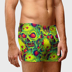 Трусы-боксеры мужские Зеленые психоделические черепа, цвет: 3D-принт — фото 2