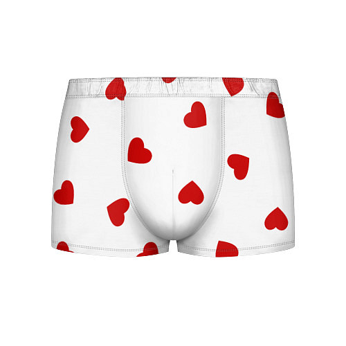 Мужские трусы Красные сердечки на белом / 3D-принт – фото 1
