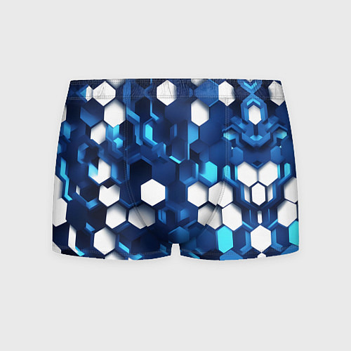 Мужские трусы Cyber hexagon Blue / 3D-принт – фото 1