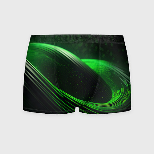 Мужские трусы Зеленые абстрактные волны / 3D-принт – фото 1