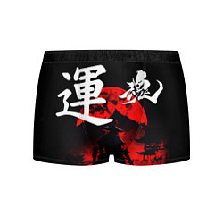 Трусы-боксеры мужские Японский самурай и красная луна, цвет: 3D-принт