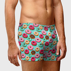 Трусы-боксеры мужские Разноцветные пончики паттерн, цвет: 3D-принт — фото 2