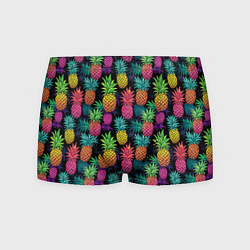 Трусы-боксеры мужские Разноцветные ананасы паттерн, цвет: 3D-принт