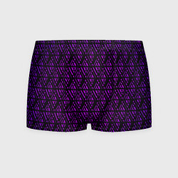 Трусы-боксеры мужские Фиолетовые ромбы на чёрном фоне, цвет: 3D-принт