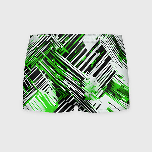 Мужские трусы Киберпанк линии белые и зелёные / 3D-принт – фото 1