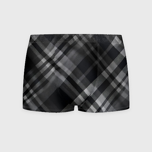 Мужские трусы Черно-белая диагональная клетка в шотландском стил / 3D-принт – фото 1
