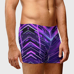 Трусы-боксеры мужские Фиолетовые неон полосы киберпанк, цвет: 3D-принт — фото 2