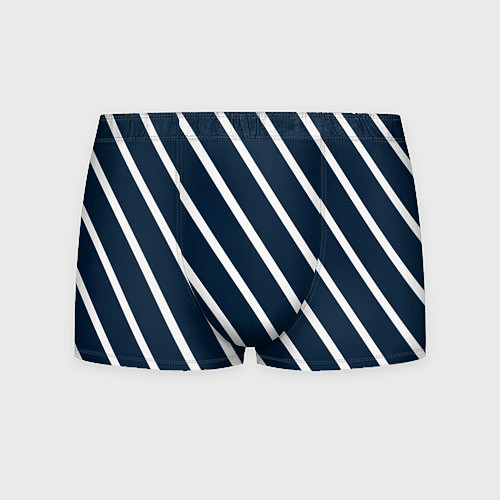 Мужские трусы Тёмно-синий в белую полоску диагональ / 3D-принт – фото 1
