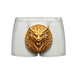 Трусы-боксеры мужские Нейросеть - золотой талисман дракона, цвет: 3D-принт