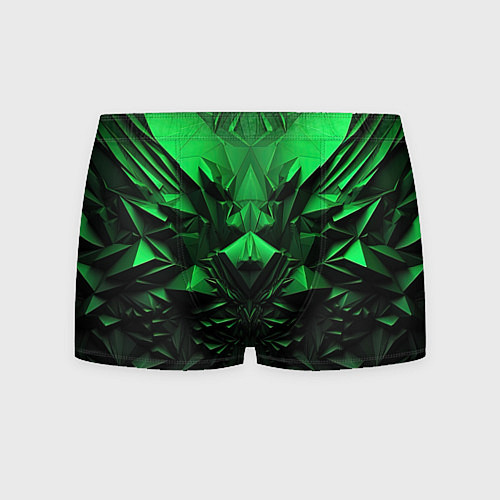 Мужские трусы Асимметрия зеленого узора / 3D-принт – фото 1