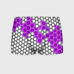 Трусы-боксеры мужские Фиолетовая энерго-броня из шестиугольников, цвет: 3D-принт
