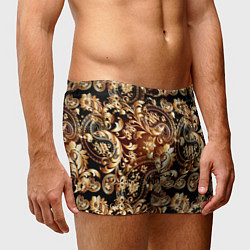 Трусы-боксеры мужские Пейсли золотые узоры, цвет: 3D-принт — фото 2