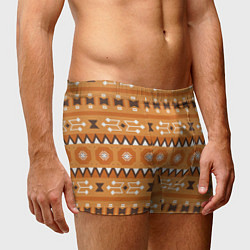 Трусы-боксеры мужские Brown tribal geometric, цвет: 3D-принт — фото 2