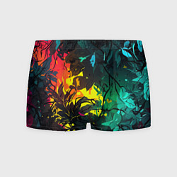 Трусы-боксеры мужские Яркие разноцветные абстрактные листья, цвет: 3D-принт