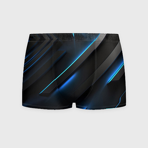 Мужские трусы Черная конструкция с синими неоновыми вставками / 3D-принт – фото 1