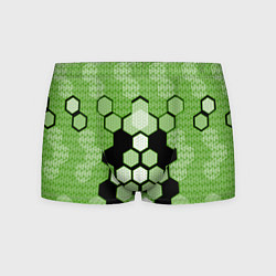 Трусы-боксеры мужские Зелёная кибер броня hexagons, цвет: 3D-принт