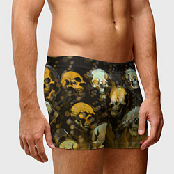 Трусы-боксеры мужские Жёлтые черепа на чёрном фоне, цвет: 3D-принт — фото 2