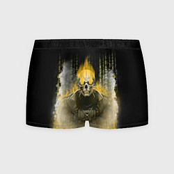 Трусы-боксеры мужские Жёлтый скелет в дыму, цвет: 3D-принт