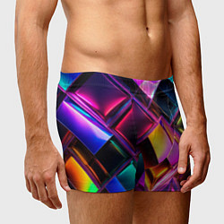 Трусы-боксеры мужские Цветные стеклянные блоки - неоновый геометричный у, цвет: 3D-принт — фото 2
