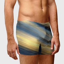 Трусы-боксеры мужские Синяя и желтая изогнутая абстракция, цвет: 3D-принт — фото 2