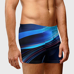 Трусы-боксеры мужские Синяя и черная абстракция геометрическая, цвет: 3D-принт — фото 2