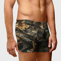 Трусы-боксеры мужские Реалистичный охотничий камуфляж из ткани и листьев, цвет: 3D-принт — фото 2