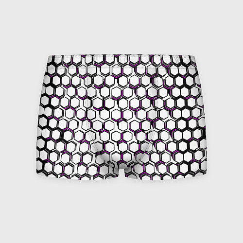 Мужские трусы Киберпанк узор из шестиугольников розовый / 3D-принт – фото 1