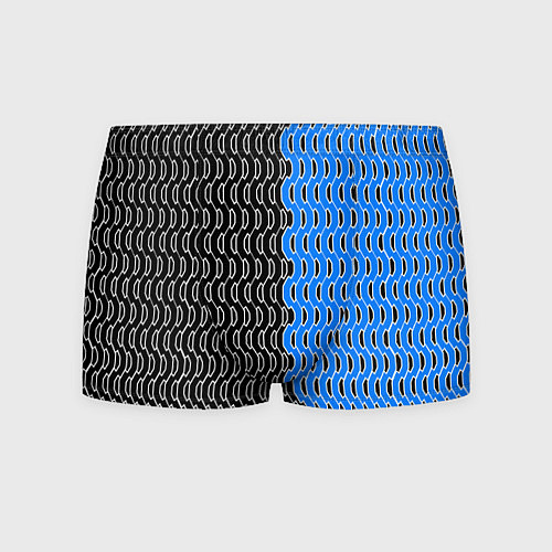 Мужские трусы Чёрно-синий паттерн с белой обводкой / 3D-принт – фото 1