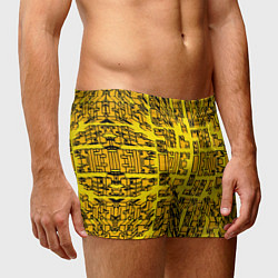 Трусы-боксеры мужские Жёлтые фигуры с эффектом рыбьего глаза, цвет: 3D-принт — фото 2