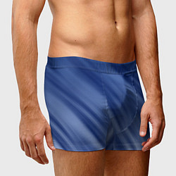 Трусы-боксеры мужские Белые полосы на синем фоне, цвет: 3D-принт — фото 2