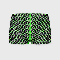 Трусы-боксеры мужские Зелёные киберпанк ячейки на чёрном фоне, цвет: 3D-принт