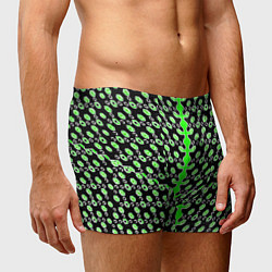 Трусы-боксеры мужские Зелёные киберпанк ячейки на чёрном фоне, цвет: 3D-принт — фото 2