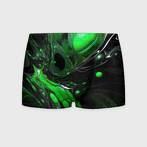 Мужские трусы Green dark abstract geometry style / 3D-принт – фото 1