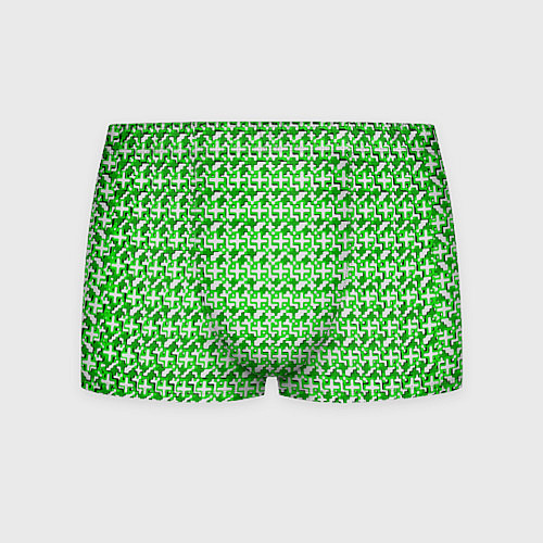 Мужские трусы Белые плюсики на зелёном фоне / 3D-принт – фото 1