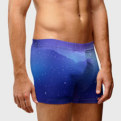 Трусы-боксеры мужские Синий космос и звезды, цвет: 3D-принт — фото 2
