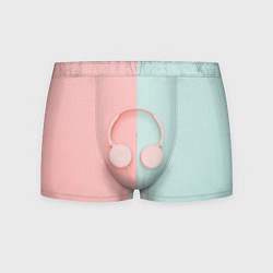 Трусы-боксеры мужские Двухцветные голубые и розовые наушники, цвет: 3D-принт