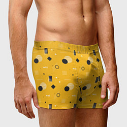 Трусы-боксеры мужские Геометрия в стиле мемфис на желтом, цвет: 3D-принт — фото 2