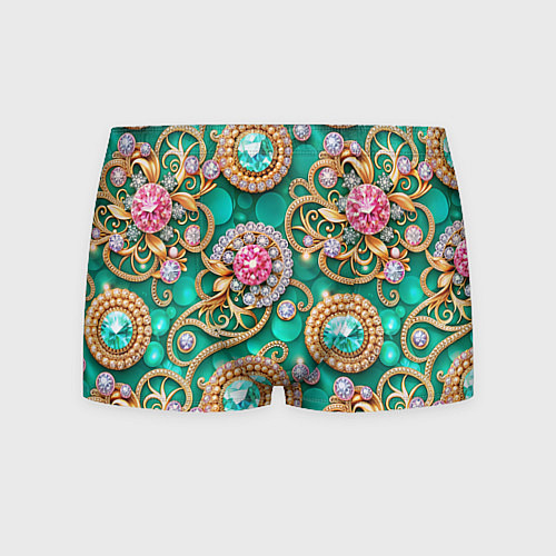 Мужские трусы Ювелирные бирюзовые украшение с золотом и бриллиан / 3D-принт – фото 1