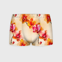 Мужские трусы Оранжевые орхидеи акварельные