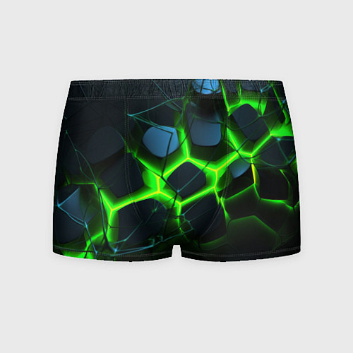 Мужские трусы Зеленый неон и разлом плит / 3D-принт – фото 1