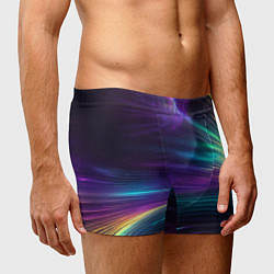 Трусы-боксеры мужские Неоновые лучи на фиолетовом фоне, цвет: 3D-принт — фото 2